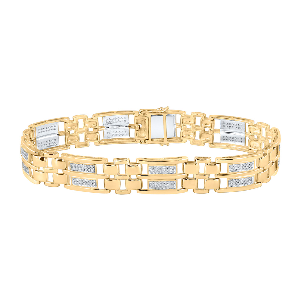 Picture of GND 166178 10K Yellow Gold Round Diamond Link Bracelet - 1 CTTW