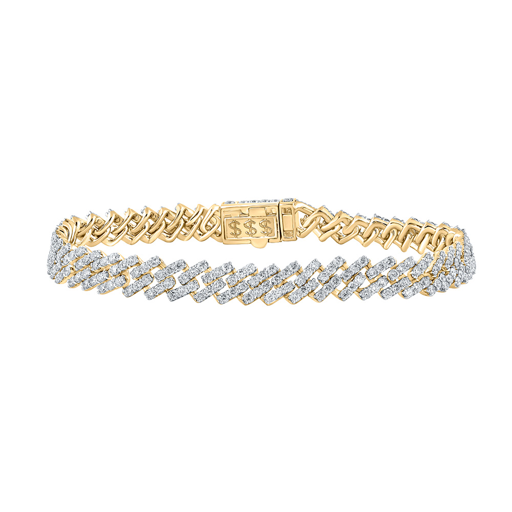 Picture of GND 166204 14K Yellow Gold Round Diamond Straight Cuban Link Bracelet - 7.625 CTTW