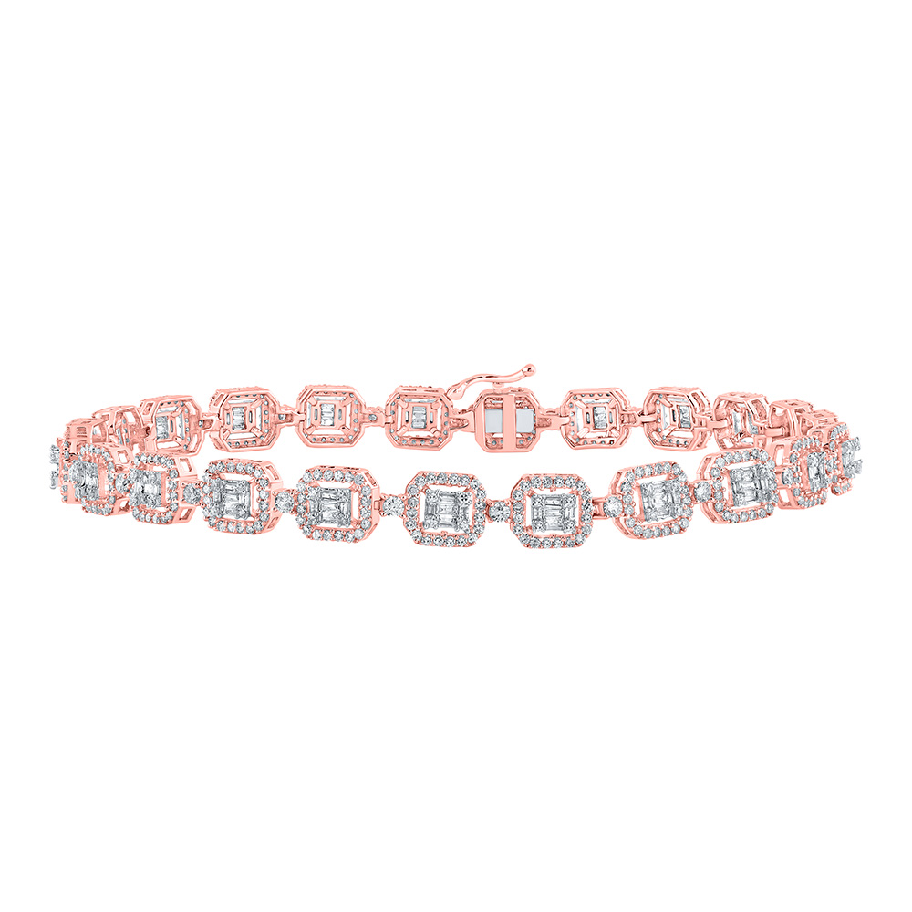 Picture of GND 166208 14K Rose Gold Round Diamond Geometric Link Bracelet - 4 CTTW