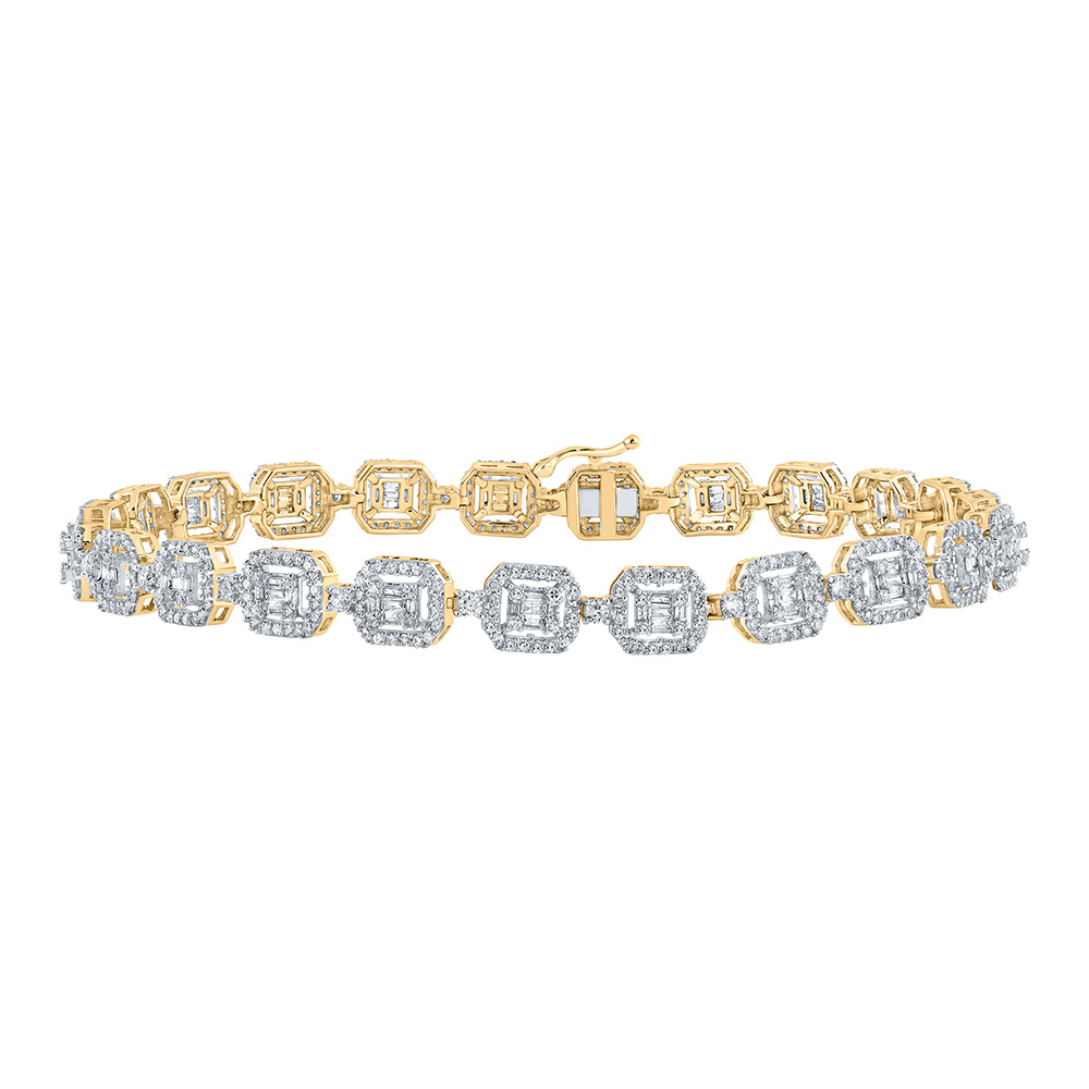 Picture of GND 166212 14K Yellow Gold Round Diamond Geometric Link Bracelet - 4 CTTW