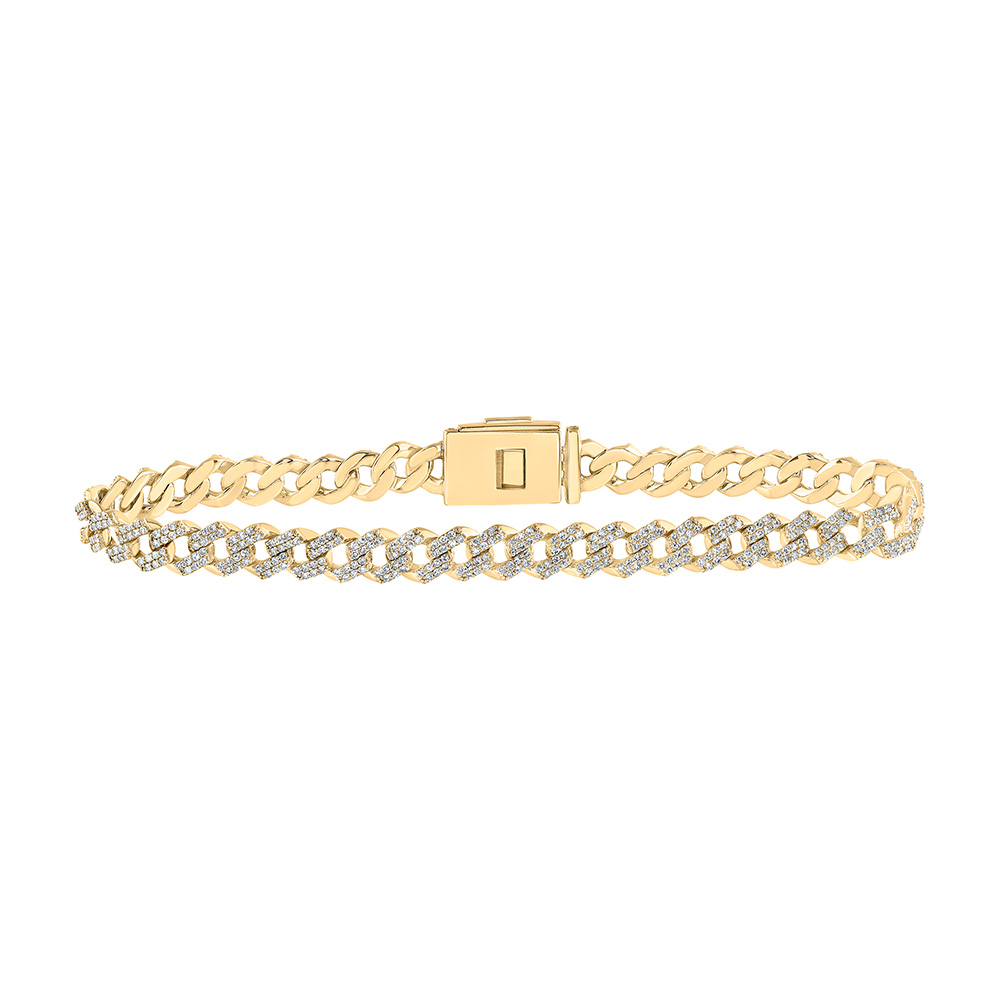 Picture of GND 168314 10K Yellow Gold Round Diamond Curb Link Link Bracelet - 3 CTTW