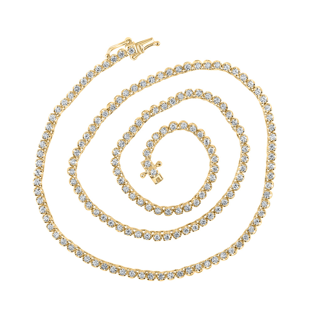 165563 10K Yellow Gold Round Diamond 16 in. Tennis Chain Necklace - 2.875 CTTW -  GND