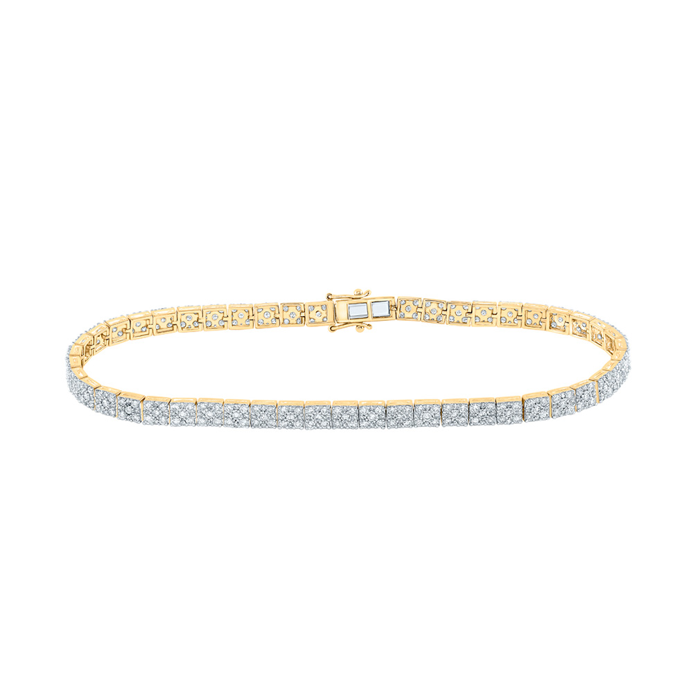 Picture of GND 166443 14K Yellow Gold Round Diamond Single Row Link Bracelet - 4.33 CTTW