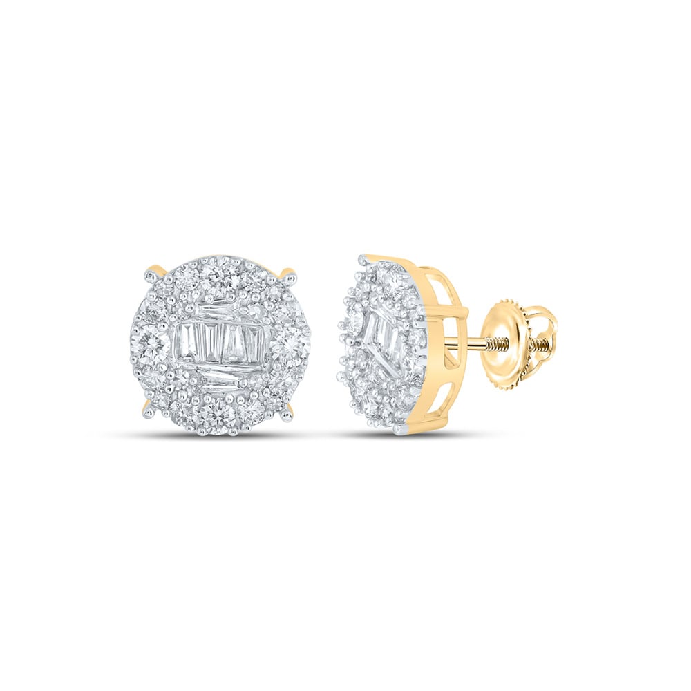 167173 10K Yellow Gold Baguette Diamond Circle Earrings - 1 CTTW -  GND