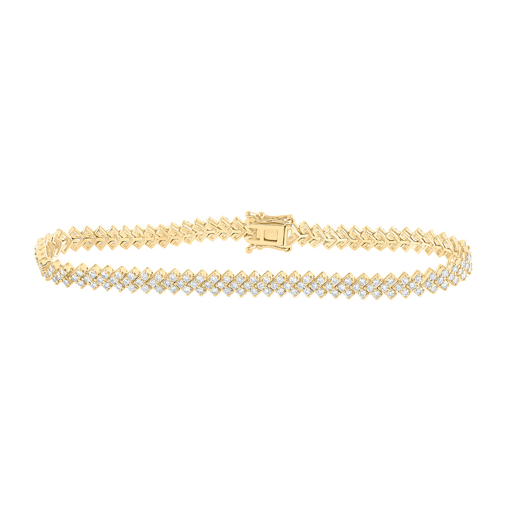 Picture of GND 168247 14K Yellow Gold Round Diamond Tennis Bracelet - 2.5 CTTW