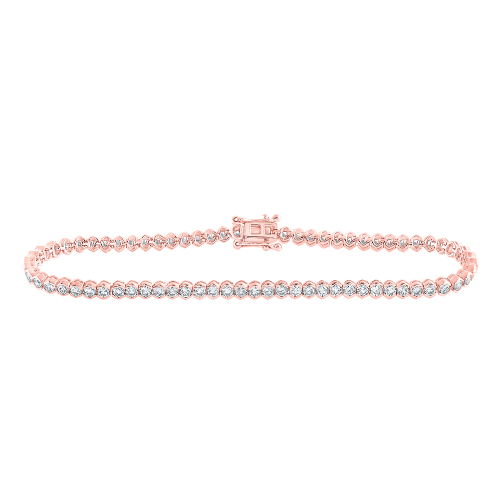 Picture of GND 168252 14K Rose Gold Round Diamond Single Row Tennis Bracelet - 3 CTTW
