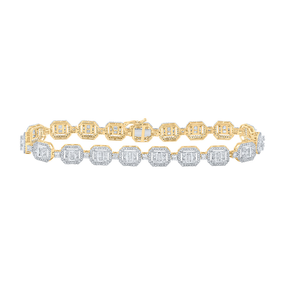 Picture of GND 165498 10K Yellow Gold Baguette Diamond 8.5 in. Link Bracelet - 4.5 CTTW