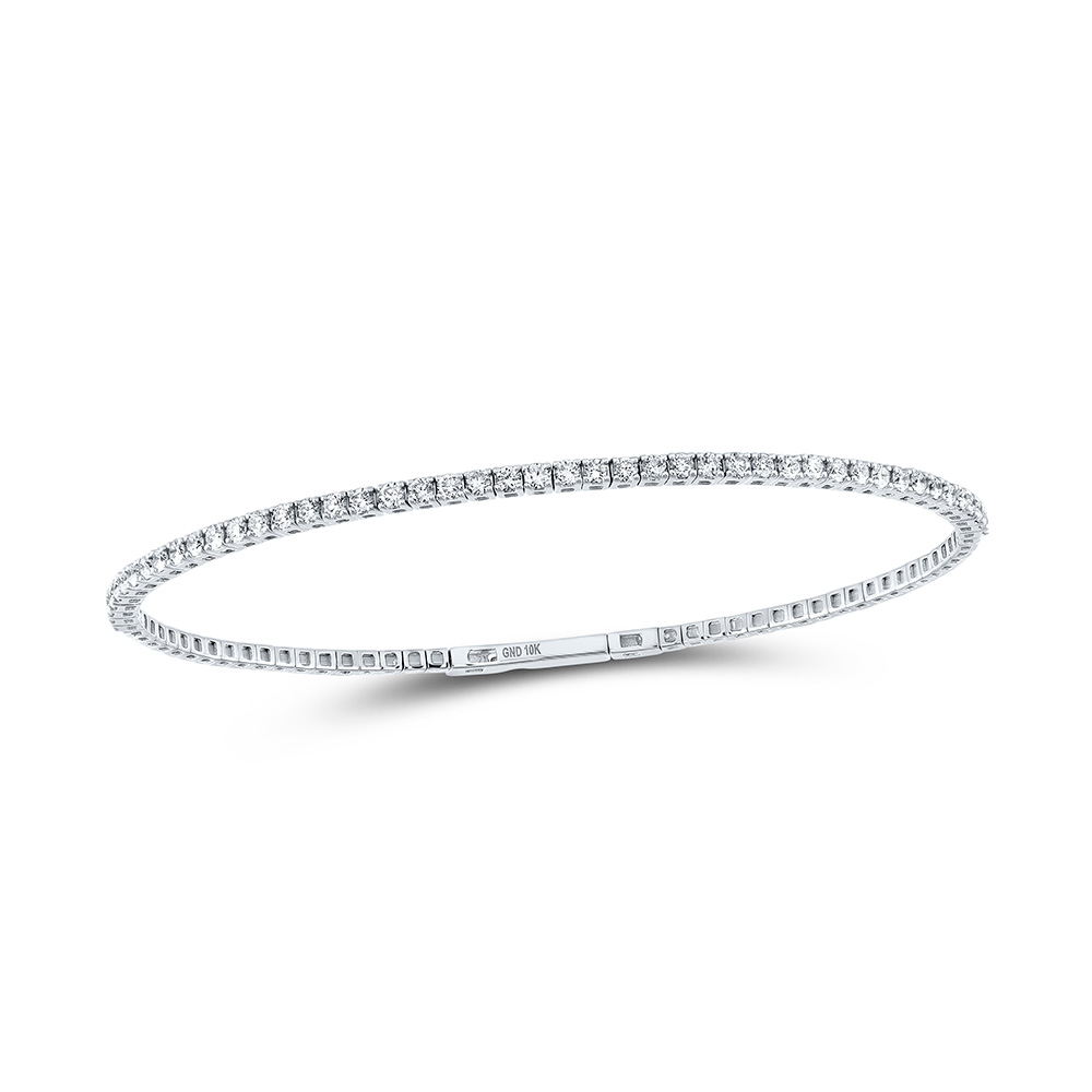 Picture of GND 168143 10K White Gold Round Diamond Flexible Bangle Bracelet - 1.33 CTTW
