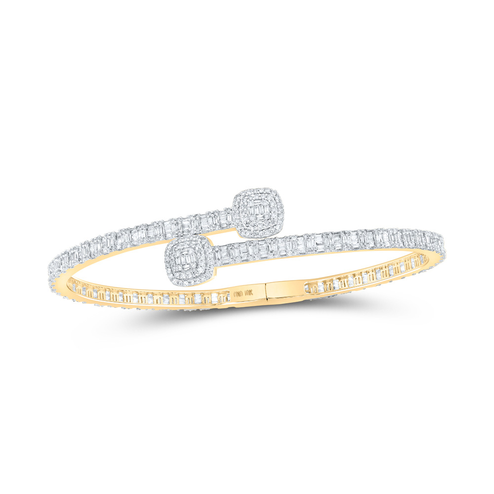 Picture of GND 168187 10K Yellow Gold Baguette Diamond Cushion Square Cuff Bangle Bracelet - 2.625 CTTW