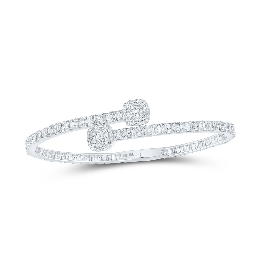 Picture of GND 168188 10K White Gold Baguette Diamond Cushion Square Cuff Bangle Bracelet - 2.625 CTTW