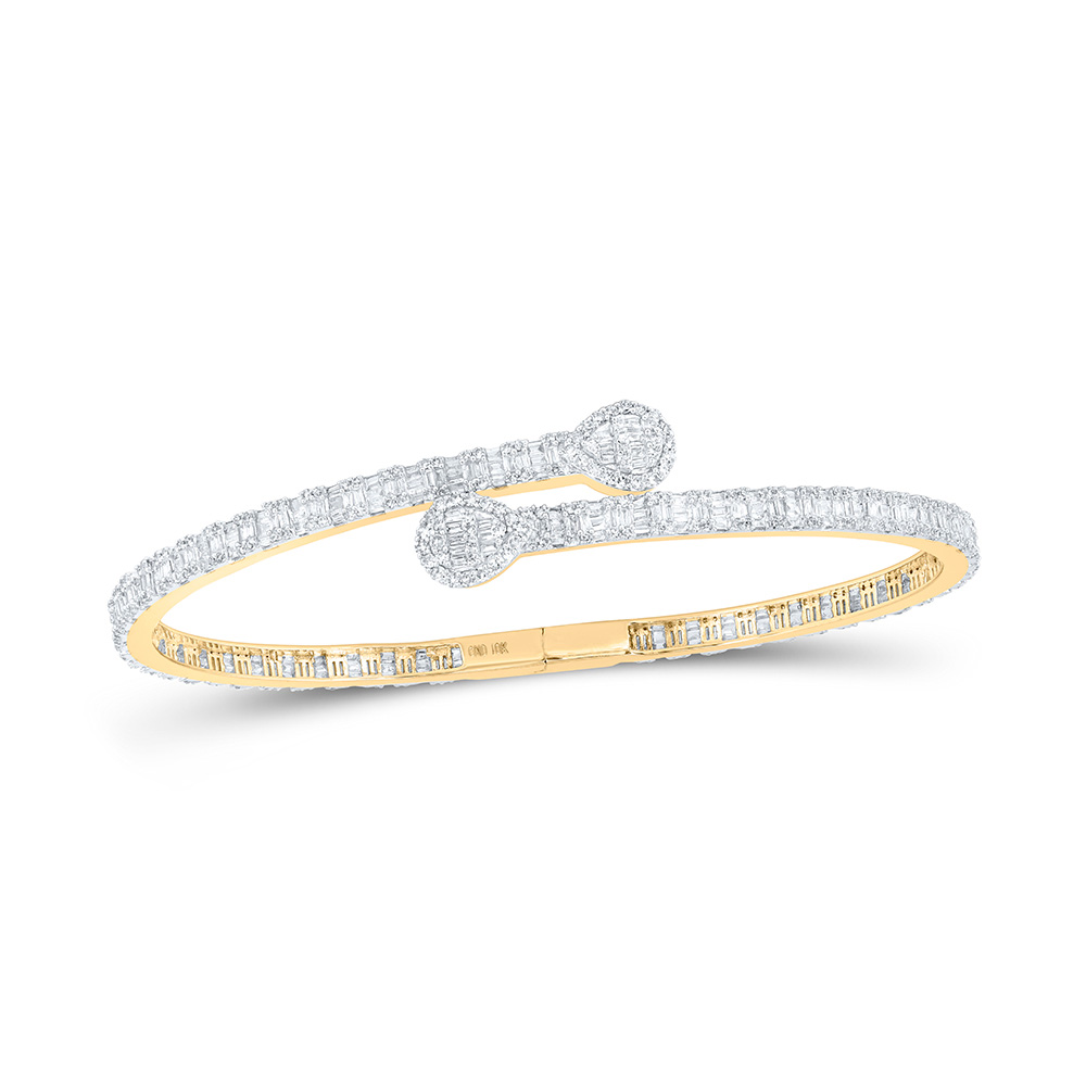 Picture of GND 168193 10K Yellow Gold Baguette Diamond Pear Cuff Bangle Bracelet - 2.625 CTTW