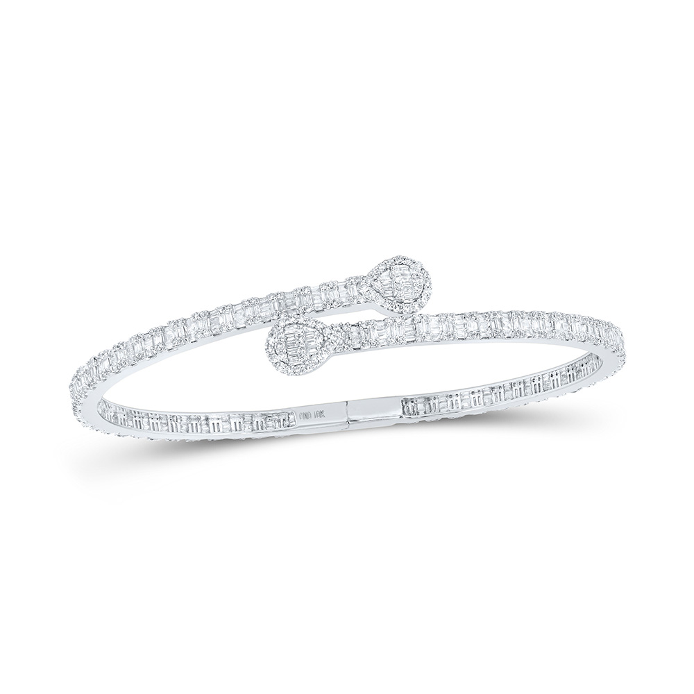 Picture of GND 168194 10K White Gold Baguette Diamond Pear Cuff Bangle Bracelet - 2.625 CTTW