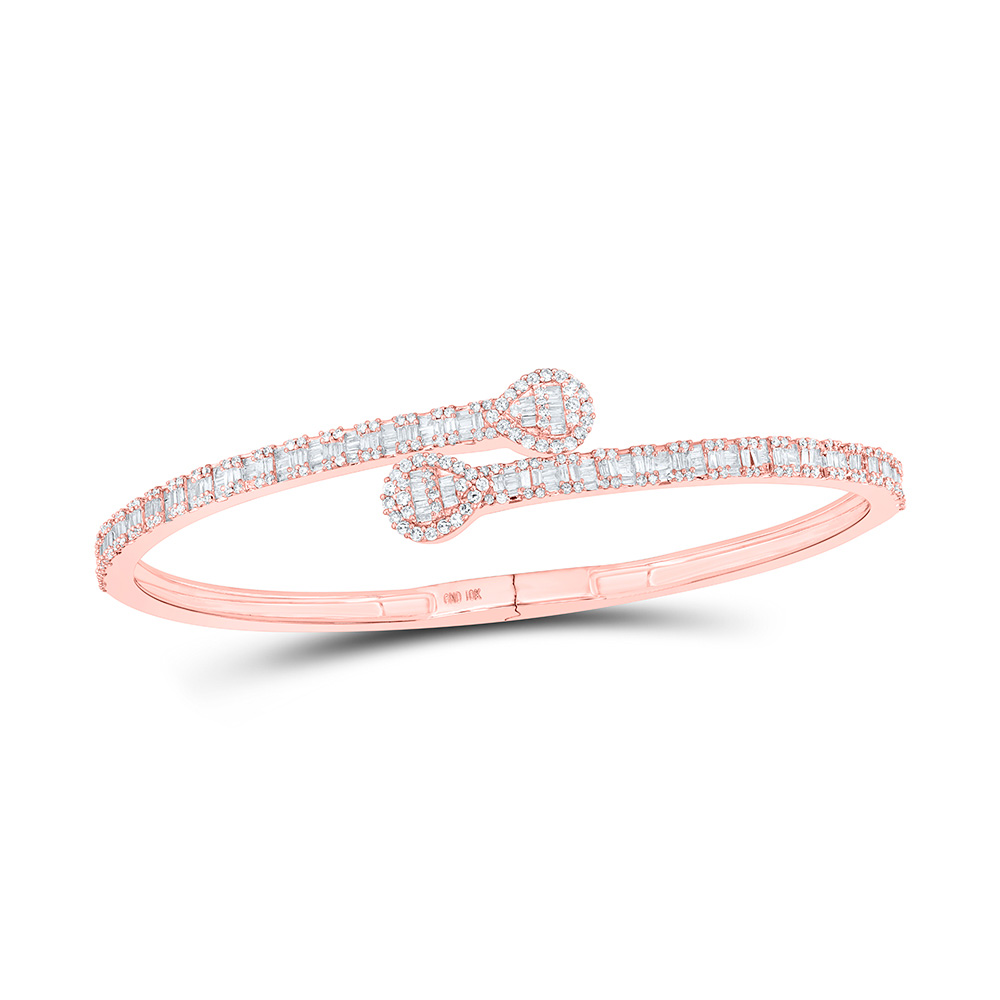 Picture of GND 168198 10K Rose Gold Round Diamond Pear Cuff Bangle Bracelet - 1.625 CTTW