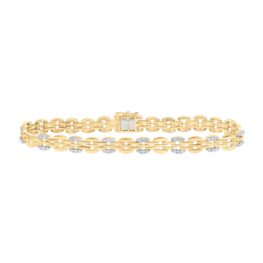 Picture of GND 169432 10K Yellow Gold Round Diamond 8.5 in. Link Bracelet - 1.5 CTTW
