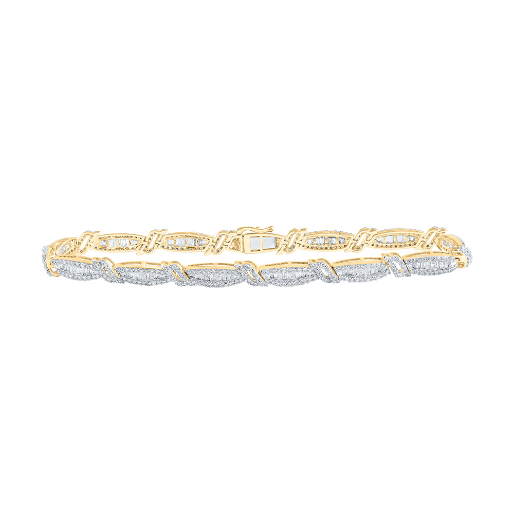 Picture of GND 169436 10K Yellow Gold Round Diamond 8.5 in. Link Bracelet - 4.375 CTTW