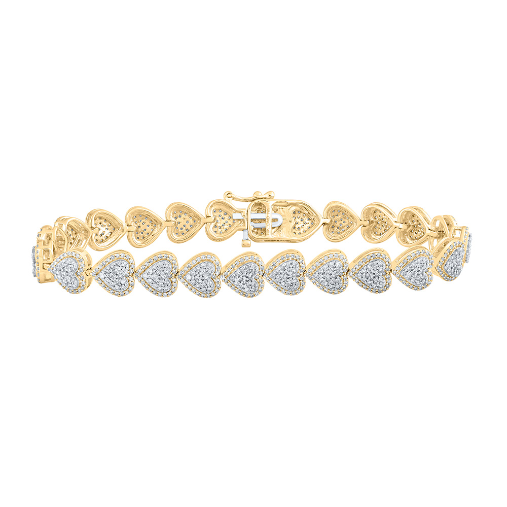 Picture of GND 169442 10K Yellow Gold Round Diamond Heart Nicoles Dream Collection Bracelet - 2.625 CTTW