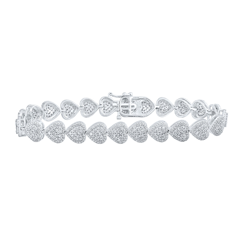 Picture of GND 169443 10K White Gold Round Diamond Heart Nicoles Dream Collection Bracelet - 2.625 CTTW