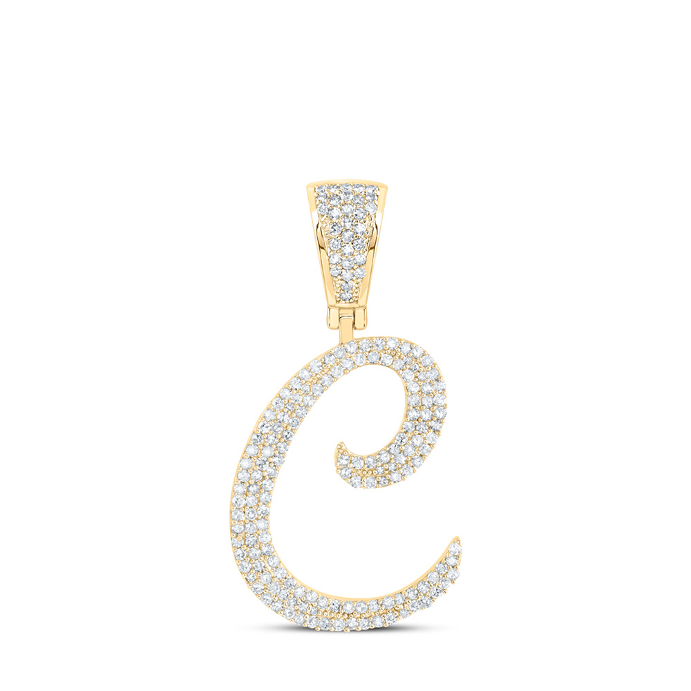 Picture of GND 169460 10K Yellow Gold Round Diamond C Initial Letter Nicoles Dream Collection Pendant - 0.75 CTTW
