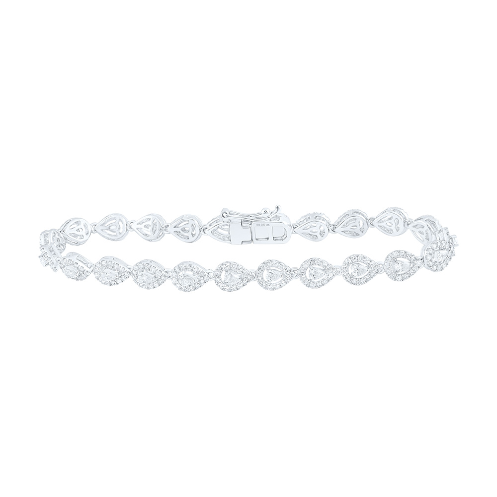 Picture of GND 171484 14K White Gold Pear Diamond Fashion Nicoles Dream Collection Bracelet - 3 CTTW