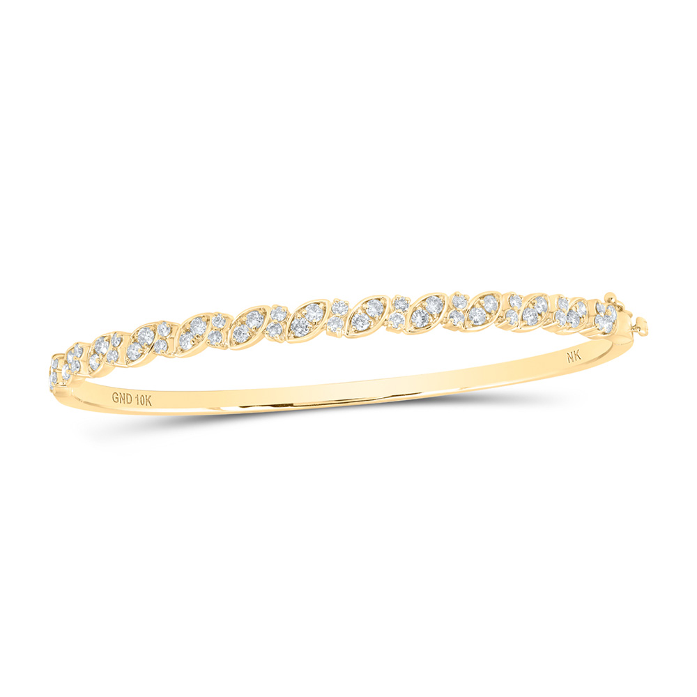 Picture of GND 172088 10K Yellow Gold Round Diamond Bangle Bracelet - 1 CTTW