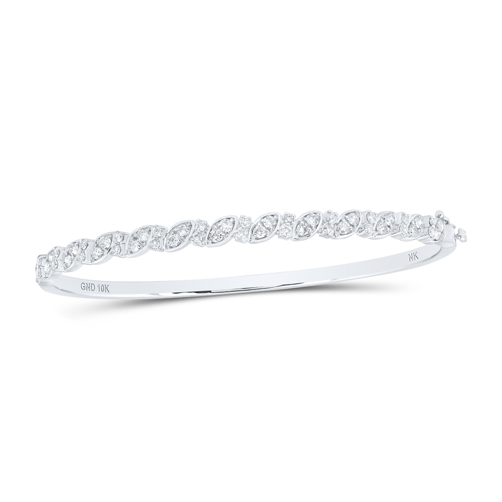 Picture of GND 172089 10K White Gold Round Diamond Bangle Bracelet - 1 CTTW