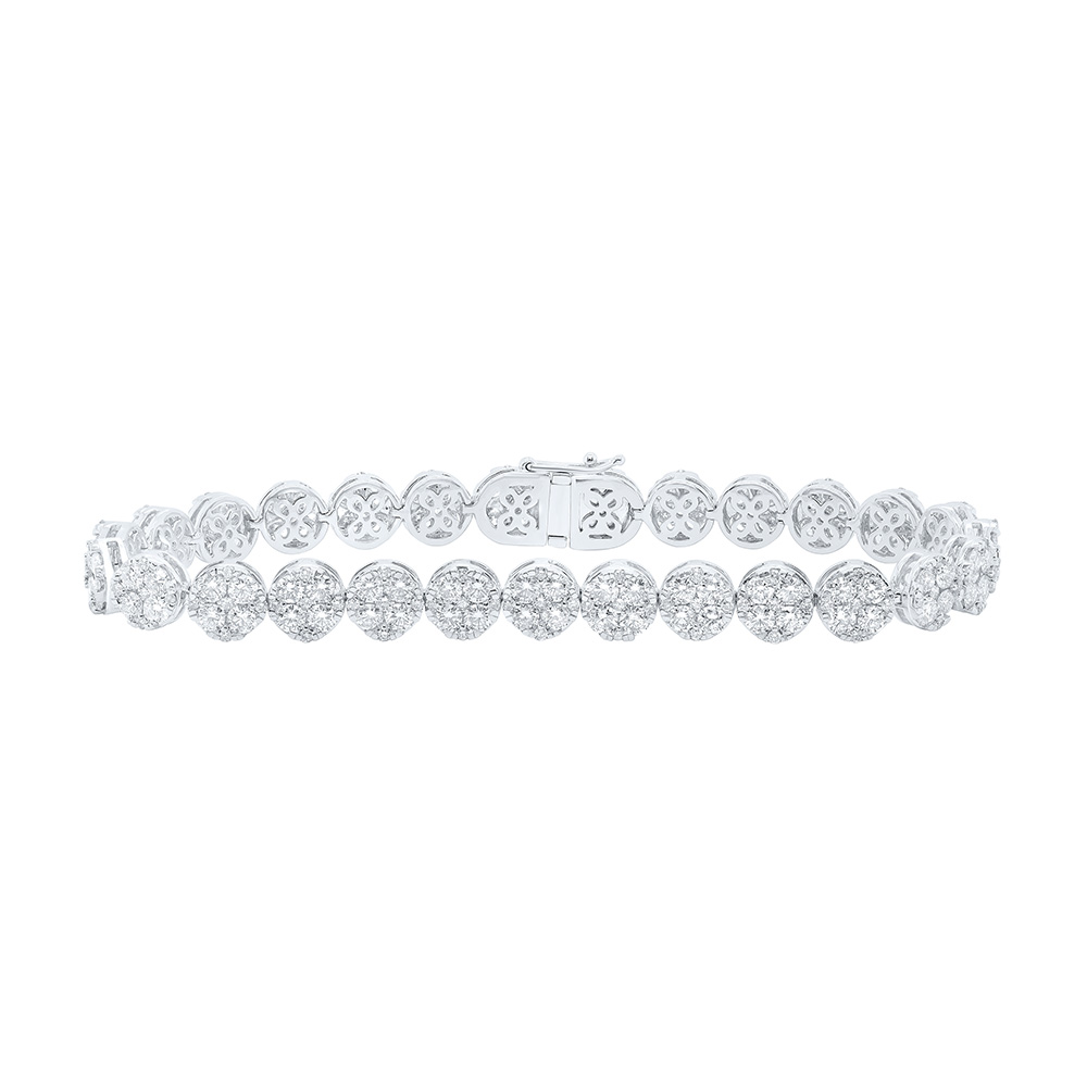 Picture of GND 171410 14K White Gold Round Diamond Circle Link Bracelet - 9 CTTW