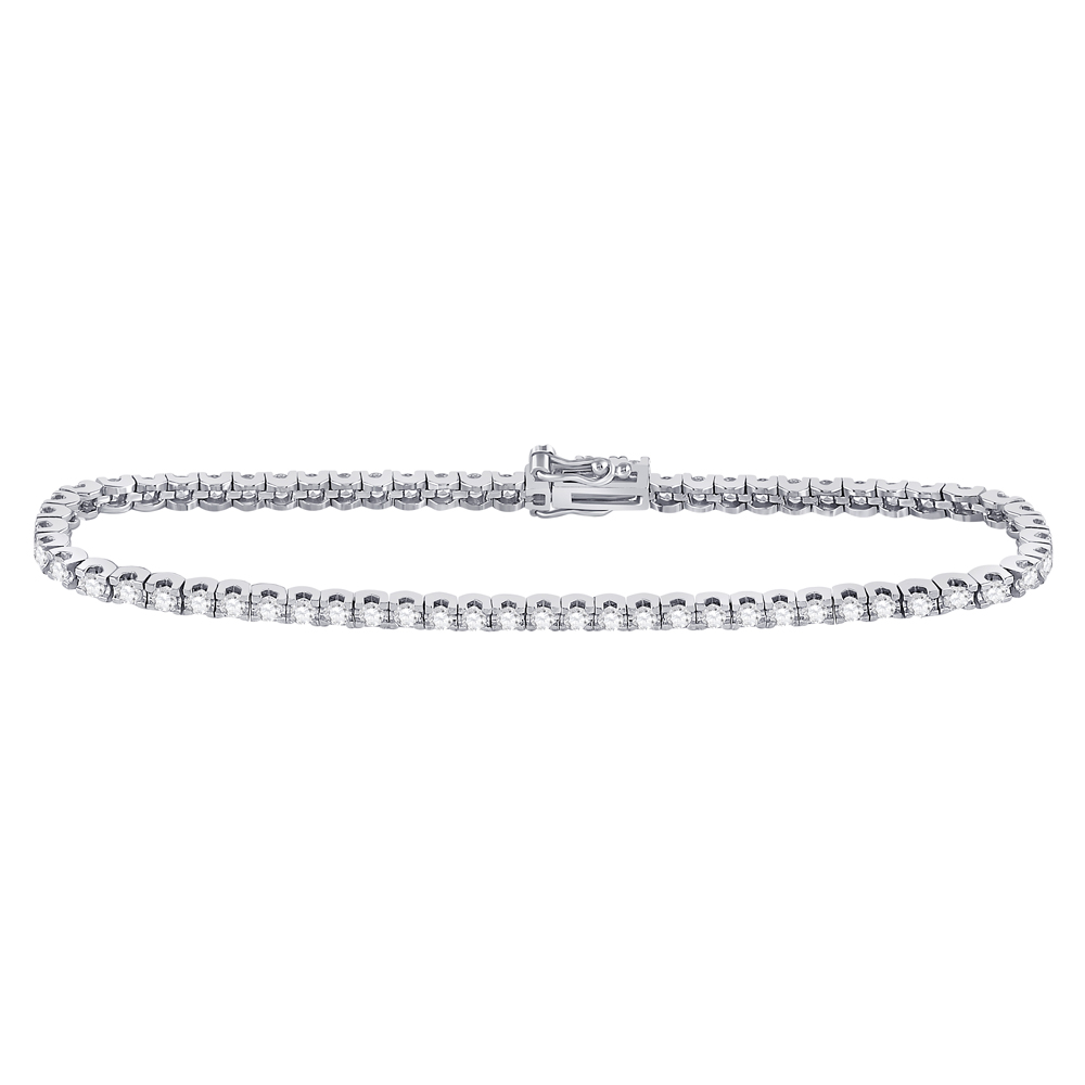 Picture of GND 148978 14K White Gold Round Diamond Classic Tennis Bracelet - 3 CTTW