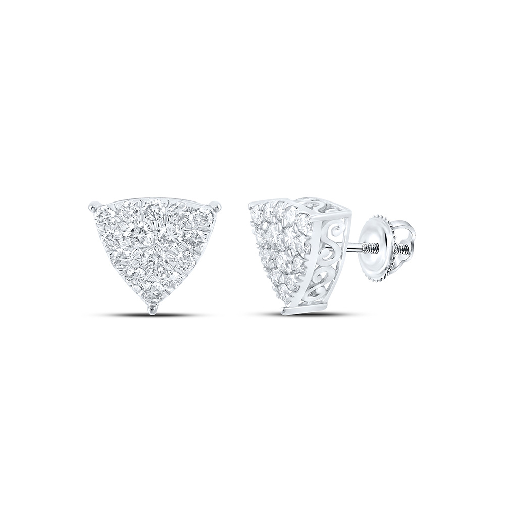 Picture of GND 168776 10K White Gold Round Diamond Triangle Nicoles Dream Collection Earrings - 0.75 CTTW