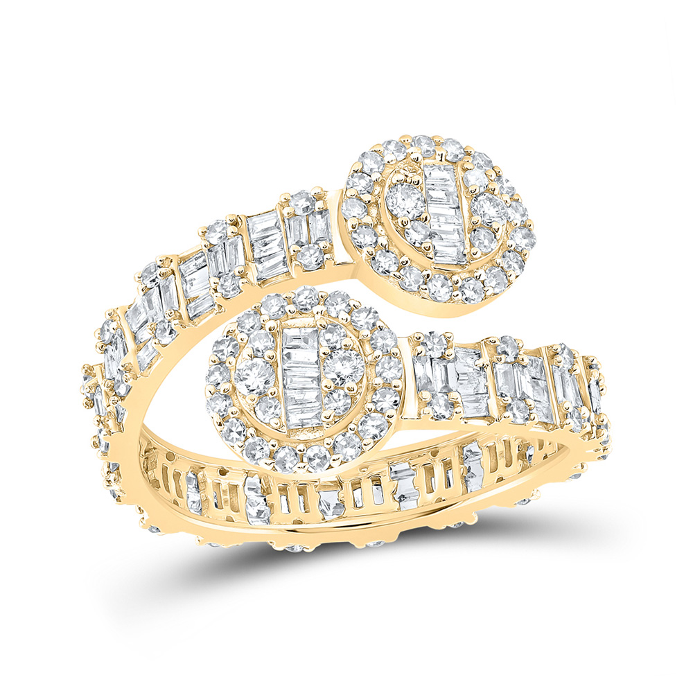 168843 10K Yellow Gold Baguette Diamond Circle Cuff Band Nicoles Dream Collection Ring - 1 CTTW -  GND