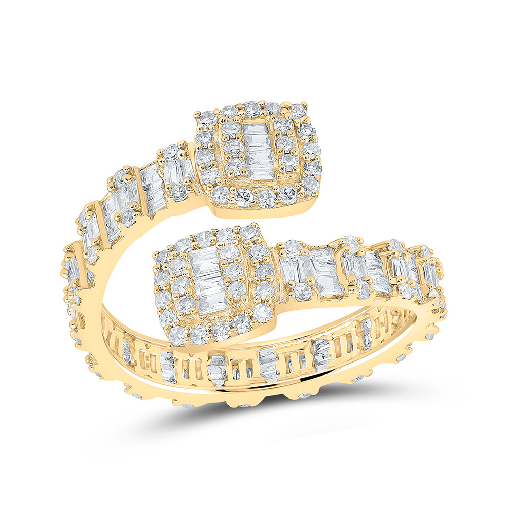 168849 10K Yellow Gold Baguette Diamond Cushion Cuff Band Nicoles Dream Collection Ring - 1 CTTW -  GND