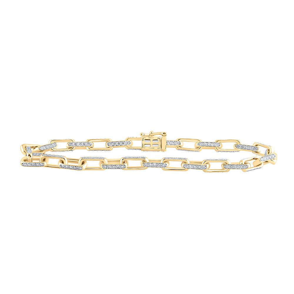 Picture of GND 169343 10K Yellow Gold Round Diamond 8.5 in. Anchor Link Bracelet - 5 CTTW