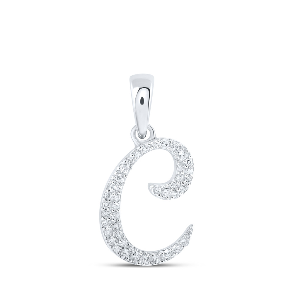 169775 10K White Gold Round Diamond C Initial Letter Nicoles Dream Collection Pendant - 0.1 CTTW -  GND