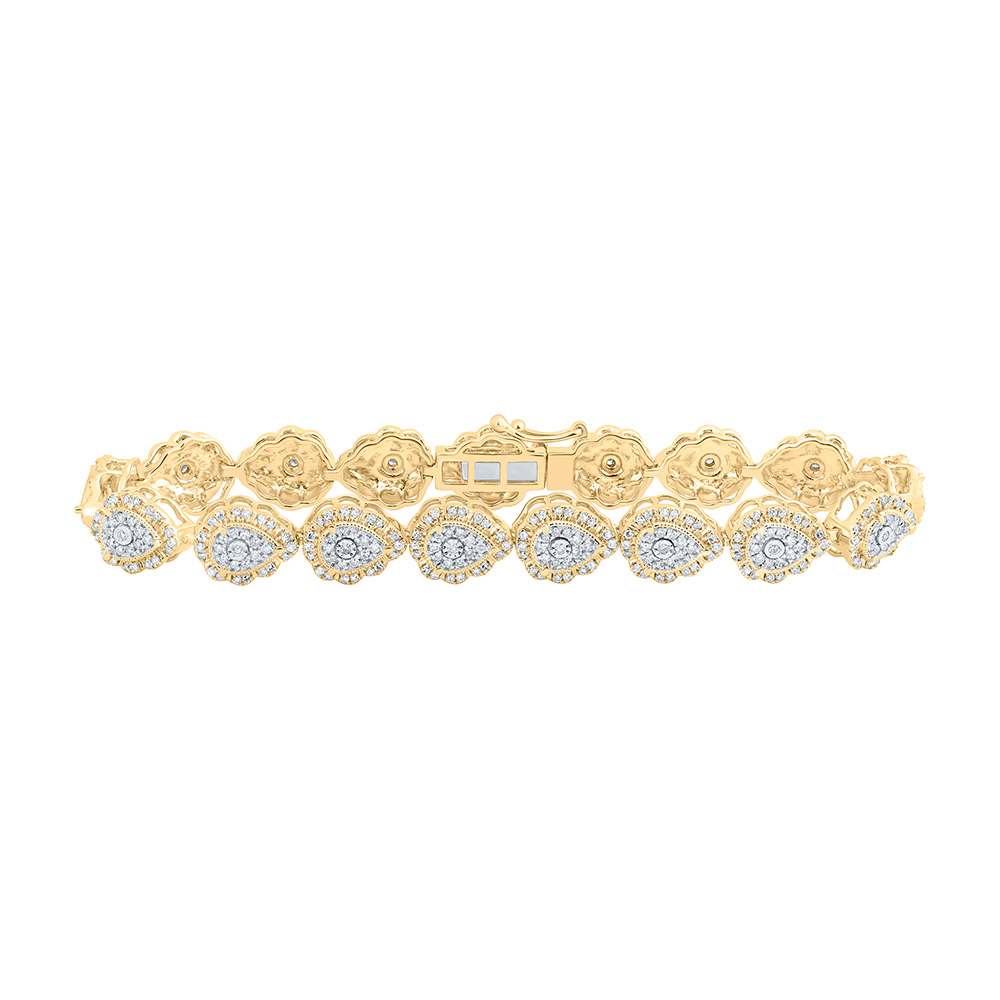 Picture of GND 170202 10K Yellow Gold Round Diamond Teardrop Link Nicoles Dream Collection Bracelet - 2.2 CTTW