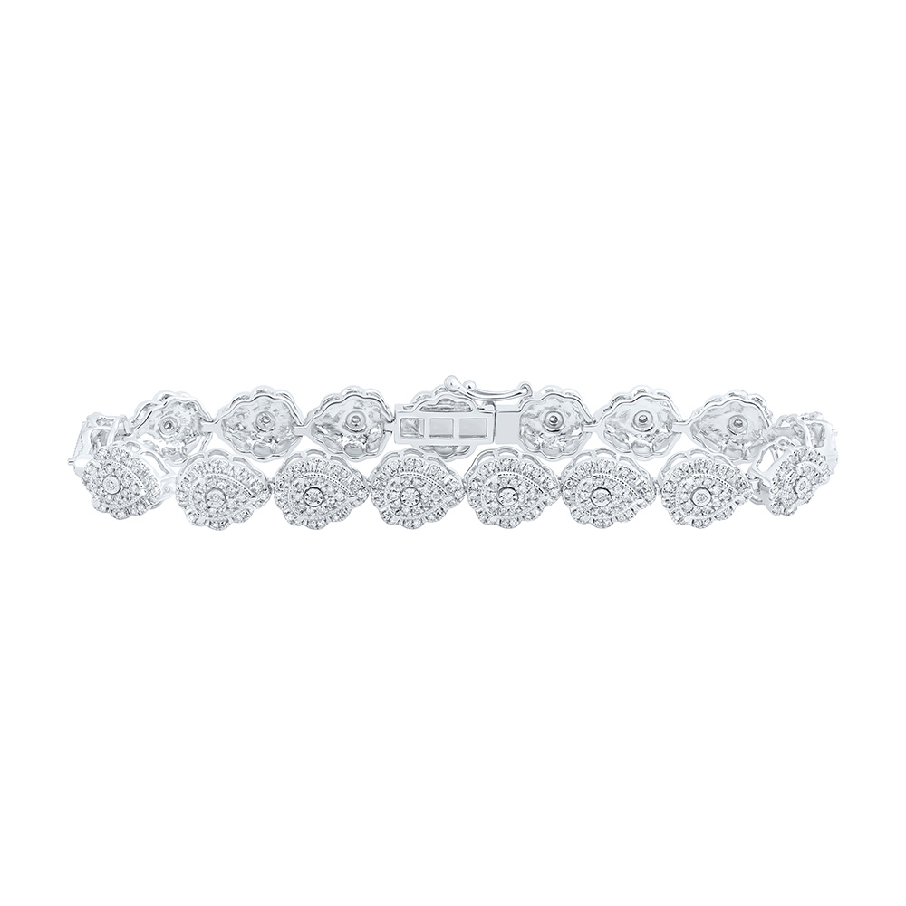 Picture of GND 170203 10K White Gold Round Diamond Teardrop Link Nicoles Dream Collection Bracelet - 2.2 CTTW