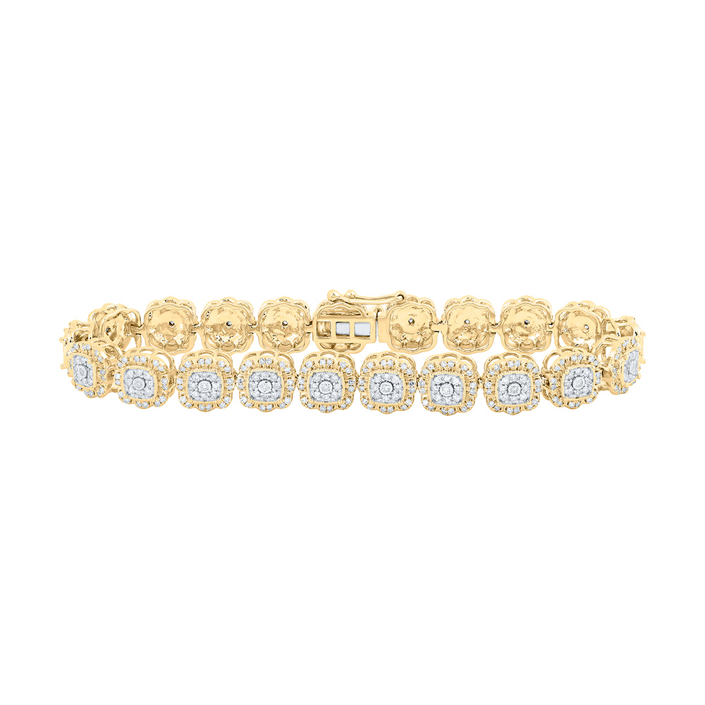 Picture of GND 170205 10K Yellow Gold Round Diamond Square Link Fashion Nicoles Dream Collection Bracelet - 2.375 CTTW