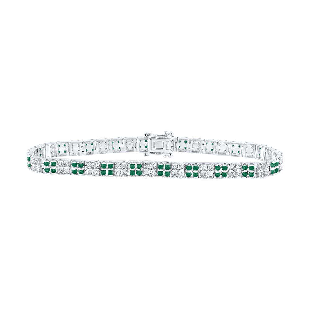 Picture of GND 171289 14K Yellow Gold Round Emerald Diamond Tennis Bracelet - 4.25 CTTW