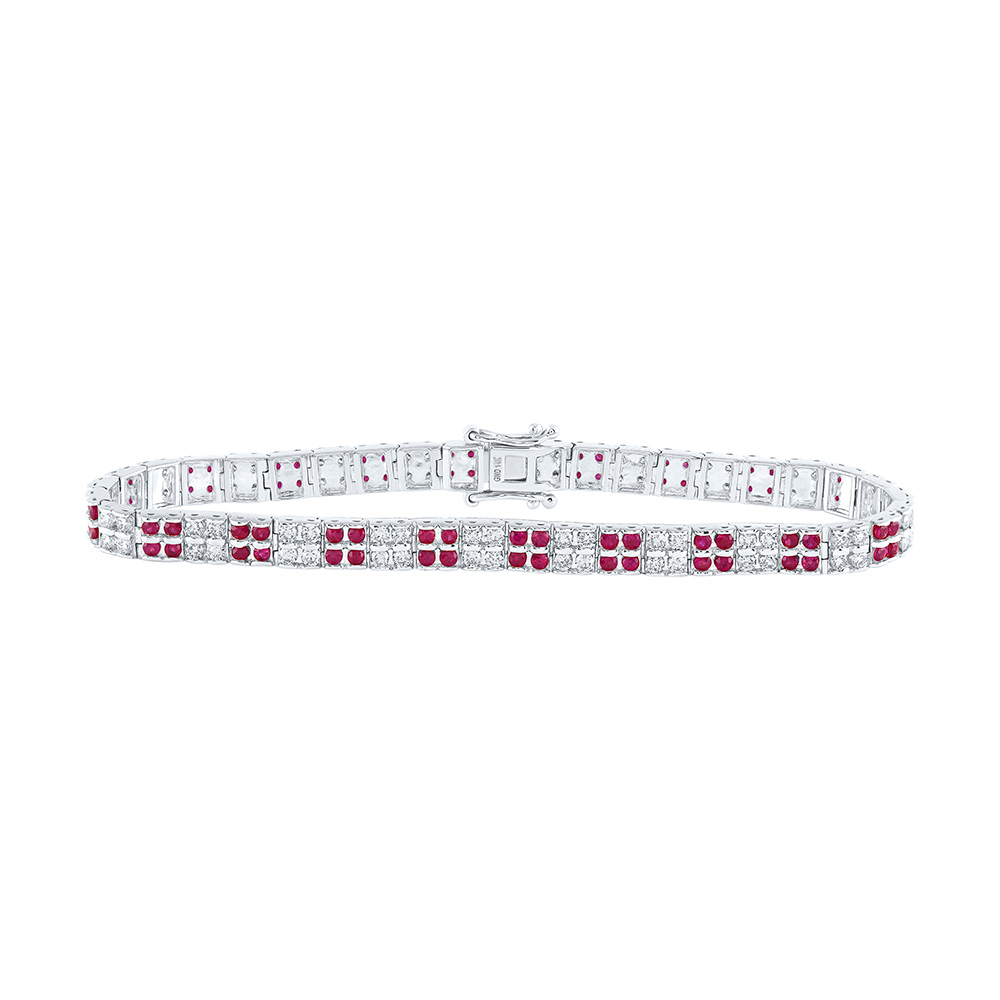 Picture of GND 171292 14K White Gold Round Ruby Diamond Tennis Bracelet - 4.5 CTTW