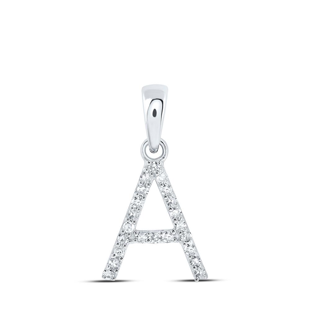 169647 10K White Gold Round Diamond A Initial Letter Nicoles Dream Collection Pendant - 0.1 CTTW -  GND