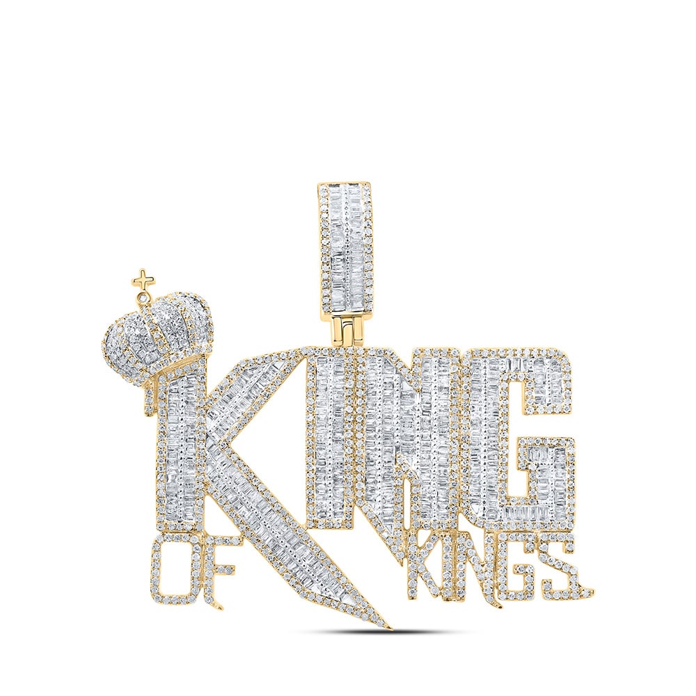 170081 10K Yellow Gold Baguette Diamond King of Kings Crown Charm Pendant - 4 CTTW -  GND