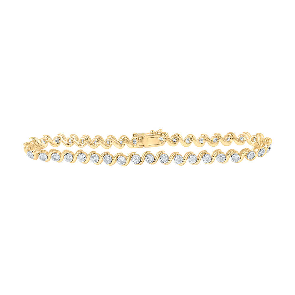 Picture of GND 171799 10K Yellow Gold Round Diamond Tennis Bracelet - 1.5 CTTW