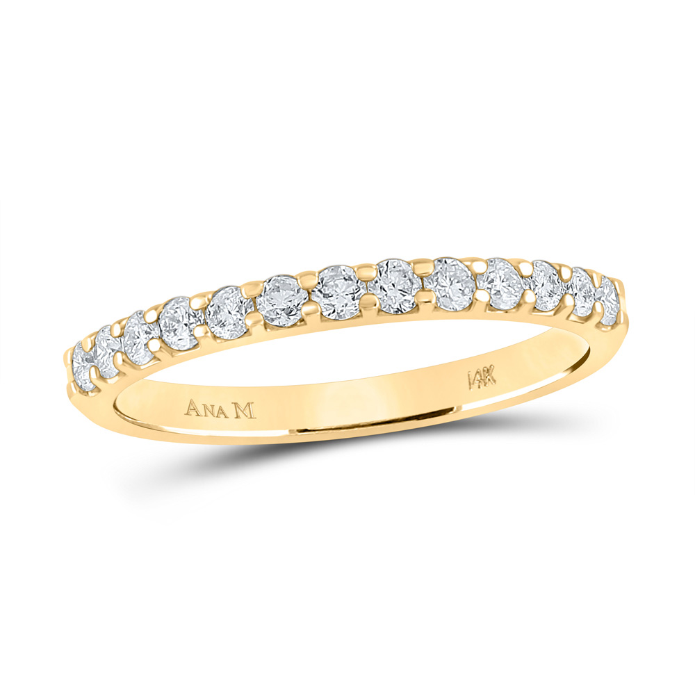 Picture of GND 102082 14K Yellow Gold Round Diamond Wedding Single Row Band - 0.33 CTTW