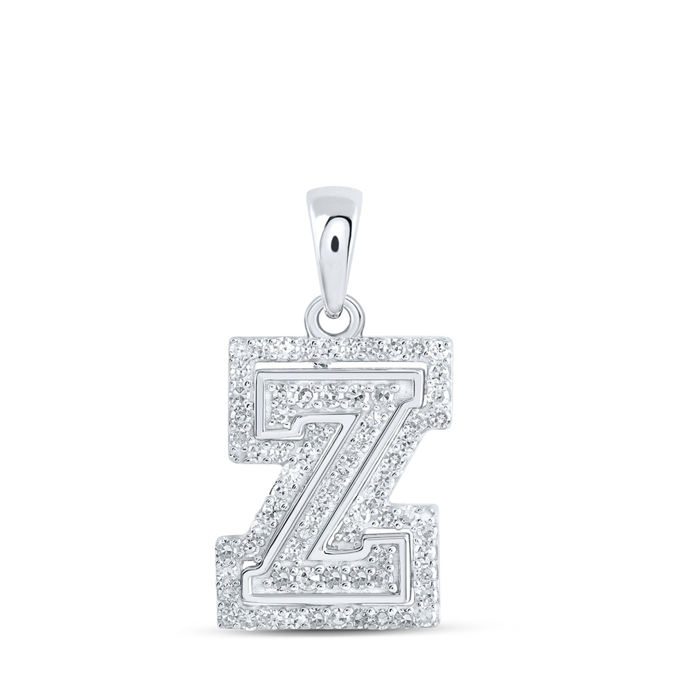 169123 10K White Gold Round Diamond Z Initial Letter Nicoles Dream Collection Pendant - 0.25 CTTW -  GND