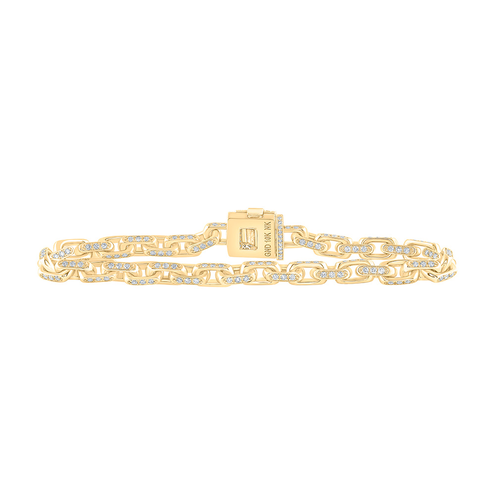 Picture of GND 171124 10K Yellow Gold Round Diamond Cable Chain Link Bracelet - 3.75 CTTW