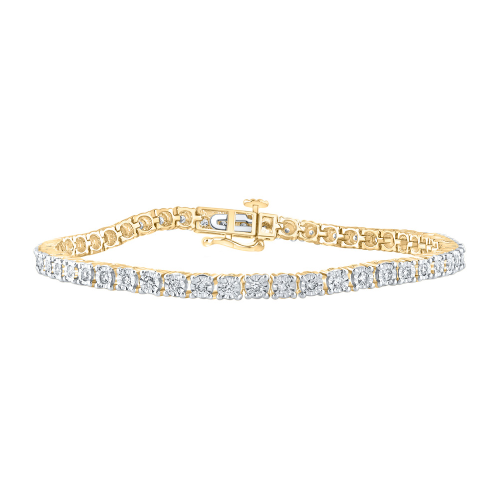 Picture of GND 159072 10K Yellow Gold Round Diamond Tennis Bracelet - 1 CTTW