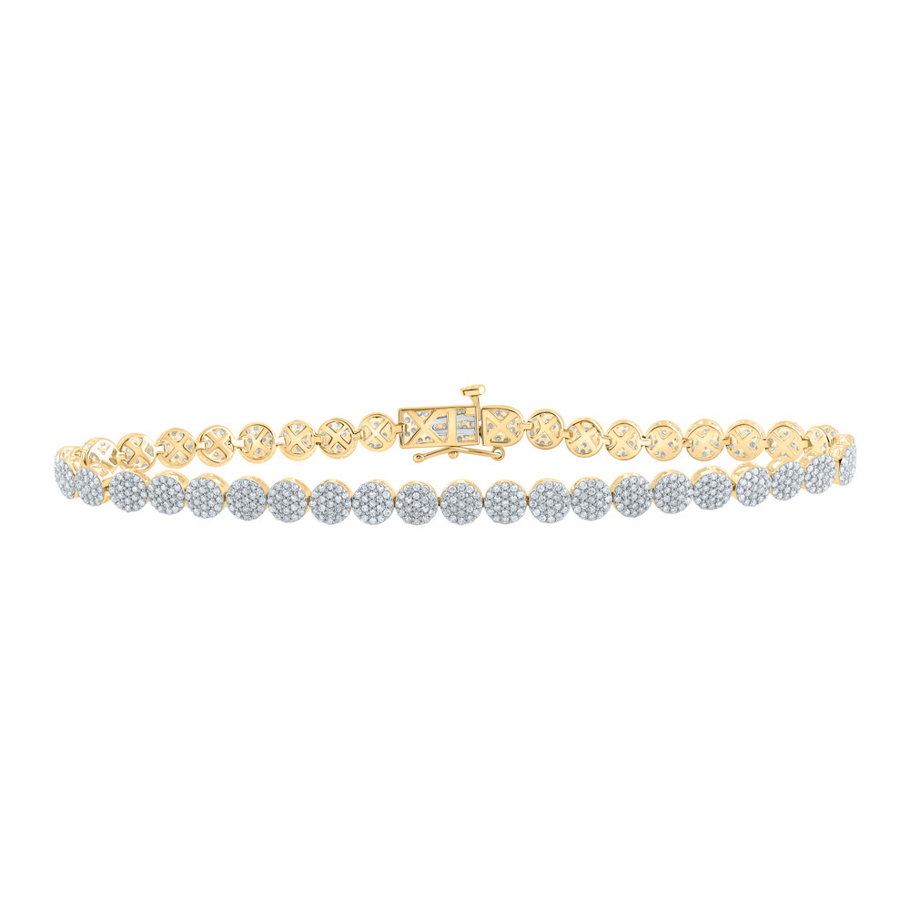 Picture of GND 160088 10K Yellow Gold Round Diamond Circle Link Bracelet - 3 CTTW
