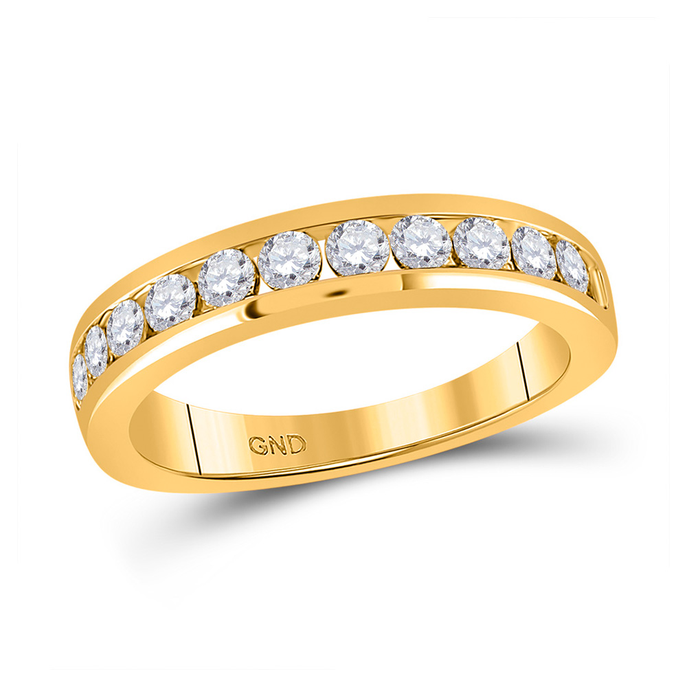 Picture of GND 151677 14K Yellow Gold Round Diamond Wedding Single Row Band - 0.75 CTTW