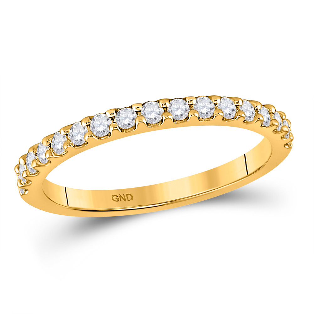 Picture of GND 151685 14K Yellow Gold Round Diamond Wedding Single Row Band - 0.33 CTTW