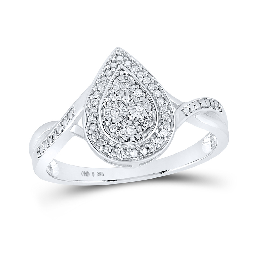 Picture of GND 159403 Sterling Silver Round Diamond Teardrop Ring - 0.08 CTTW