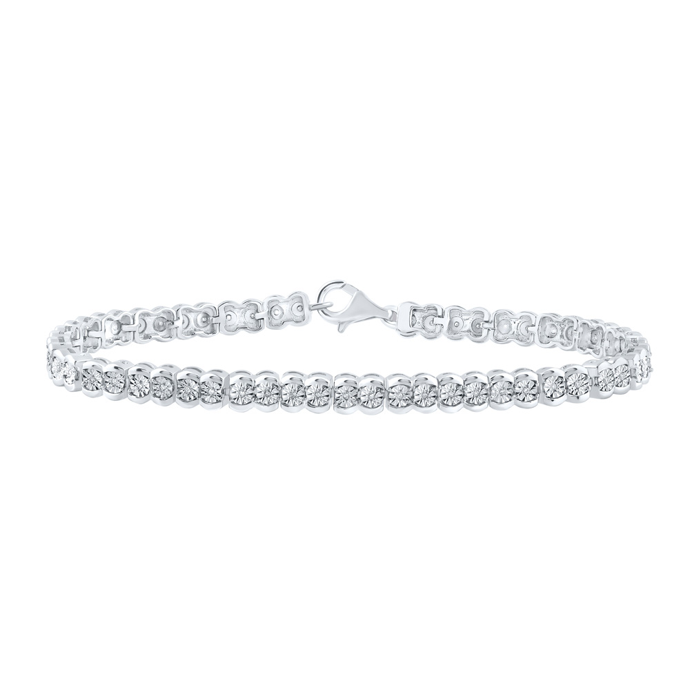 Picture of GND 159412 Sterling Silver Round Diamond Fashion Bracelet - 0.1 CTTW