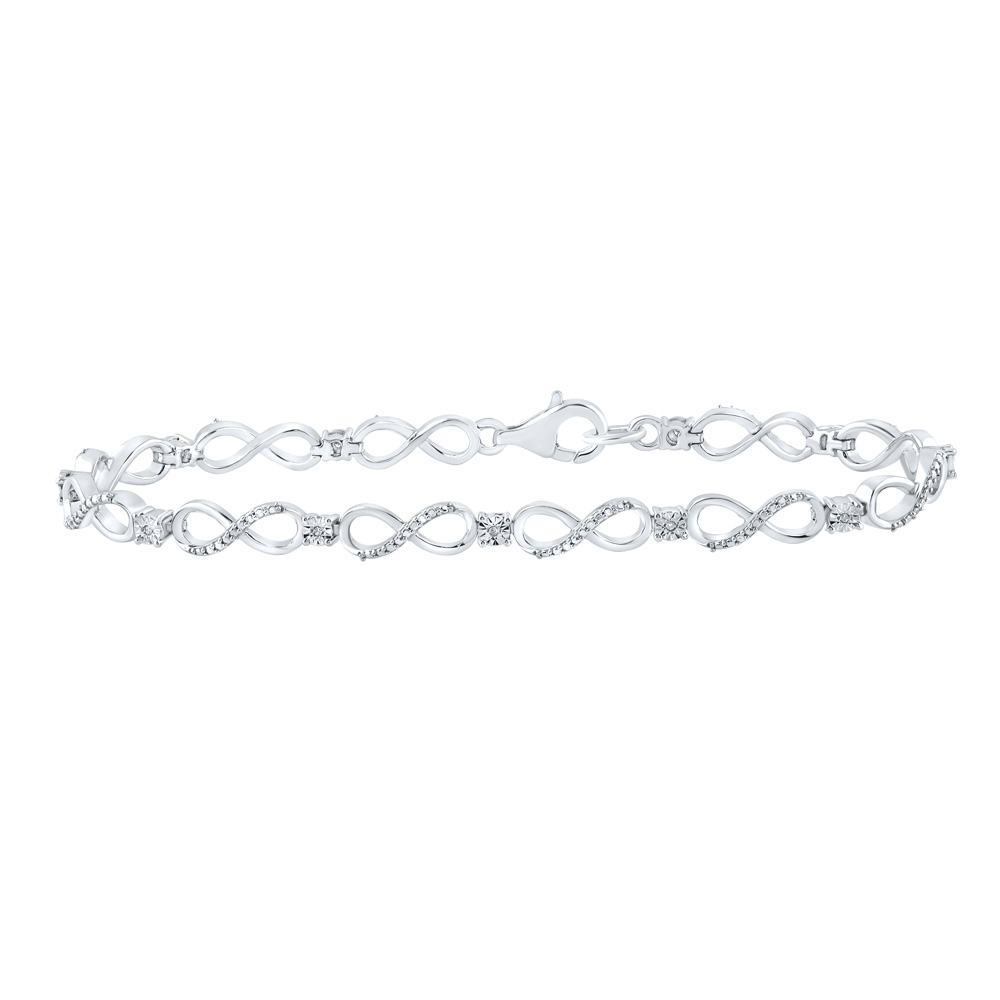 Picture of GND 159416 Sterling Silver Round Diamond Infinity Bracelet - 0.03 CTTW
